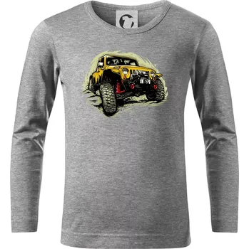 Chlapecké tričko Žlutý offroad s navijákem - Triko dětské Long Sleeve - 122 cm/6 let ( Tmavě šedý melír )