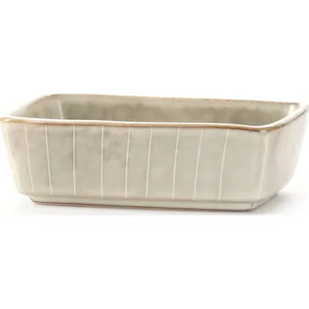 Keramická hranatá miska Calma 12 × 8,5 × 4 cm, krémově šedá