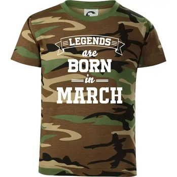 Chlapecké tričko Legends are born in March - Dětské maskáčové triko - 134 cm/8 let ( Hnědý maskáč )