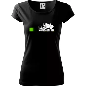 Dámské tričko Kombajnista zelená a žlutá - Dámské triko Pure - XS ( Černá )