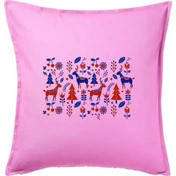 Polštář Folklór - jeleni v lese - Polštář 50x50 - 50x50 - Pouze potah ( Růžová )