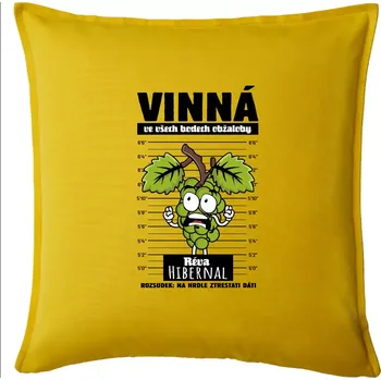 Polštář Vinná réva odsouzena Hibernal - Polštář 50x50 - 50x50 - Pouze potah ( Žlutá )