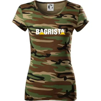 Bagrista nápis - Dámské maskáčové triko - L ( Hnědý maskáč )