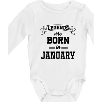 Kojenecký body Legends are born in January - Body kojenecké s dlouhým rukávem - Dlouhý r. do 3 měs ( Bílá )