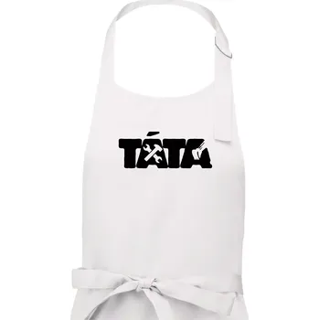 Kuchyňská zástěra Táta nápis - bagrista - Pánská zástěra na vaření - Univerzální velikost ( Bílá )