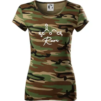 Barová chemie - rum - Dámské maskáčové triko - S ( Hnědý maskáč )