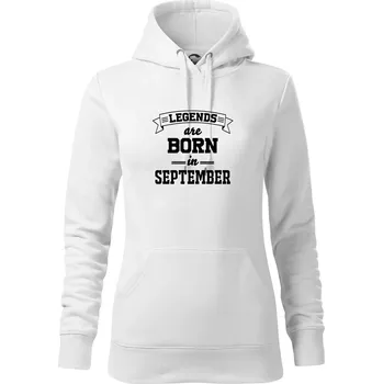 Dámská mikina Legends are born in September - Mikina dámská Cape s kapucí - S ( Bílá )