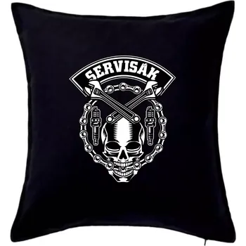 Polštář Lebka servisák - Polštář 50x50 - 50x50 - Pouze potah ( Černá )
