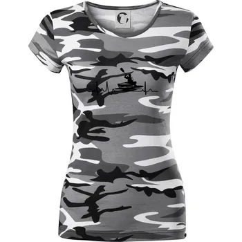 Dámské tričko EKG kajak - Dámské maskáčové triko - L ( Šedý maskáč )