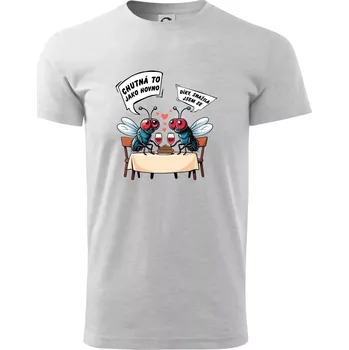 Mouchy večeře - Triko extra velké (5-8XL) - 6XL ( Světlešedý Melír )