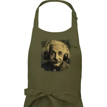 Kuchyňská zástěra Albert se sluchátky - Pánská zástěra na vaření - Univerzální velikost ( Khaki )