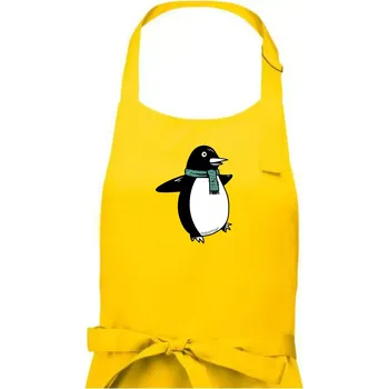 Kuchyňská zástěra Tučňák se zelenou šálou - Pánská zástěra na vaření - Univerzální velikost ( Žlutá )
