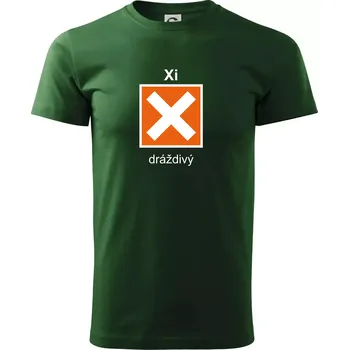 Pánské tričko Xi Dráždivý - Výstražná tabulka na tričku - Triko extra velké (5-8XL) - 7XL ( Lahvově zelená )
