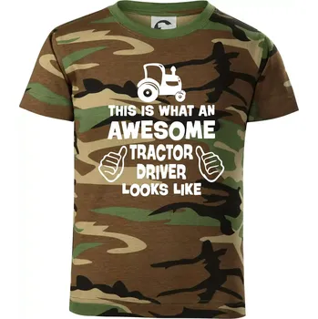 Chlapecké tričko Užasný řidič je zde! - Dětské maskáčové triko - 134 cm/8 let ( Hnědý maskáč )