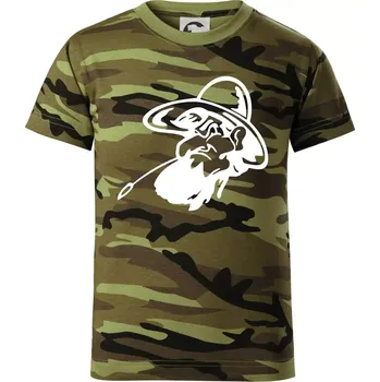 Zapšklý farmář - Dětské maskáčové triko - 146 cm/10 let ( Zelený maskáč )