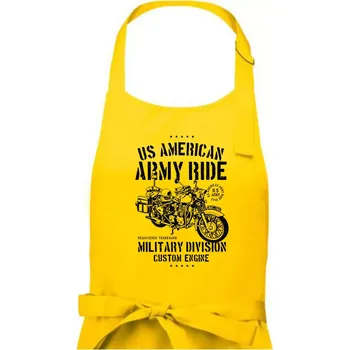 Kuchyňská zástěra Army Ride Motorcycle - Pánská zástěra na vaření - Univerzální velikost ( Žlutá )