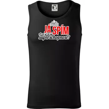 Pánské termoprádlo Já spím - tvoje superschopnost? rovný nápis - Tílko pánské Core - S ( Černá )