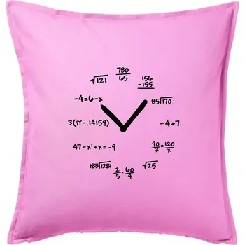 Polštář Matematické hodiny - Polštář 50x50 - 50x50 - Pouze potah ( Růžová )