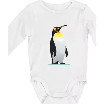 Kojenecké oblečení Tučňák se žlutou nákrčenkou - Body kojenecké s dlouhým rukávem - Dlouhý r. do 3 měs ( Bílá )