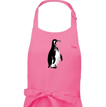 Kuchyňská zástěra Tučňák černobílý z boku - Pánská zástěra na vaření - Univerzální velikost ( Růžová )