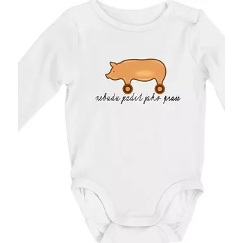 Kojenecký body Nebudu jezdit jako prase - Body kojenecké s dlouhým rukávem - Dlouhý r. do 3 měs ( Bílá )