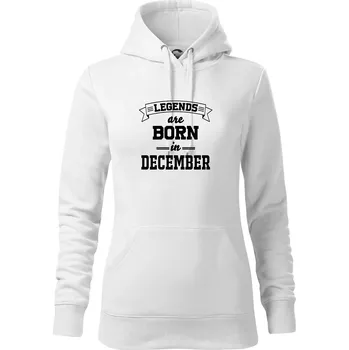 Dámská mikina Legends are born in December - Mikina dámská Cape s kapucí - S ( Bílá )