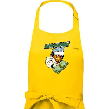 Kuchyňská zástěra Jsem skromný stačí mi pivo, pěst a prachy - Pánská zástěra na vaření - Univerzální velikost ( Žlutá )