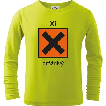 Dětská móda Xi Dráždivý - Výstražná tabulka na tričku - Triko dětské Long Sleeve - 134 cm/8 let ( Limetková )