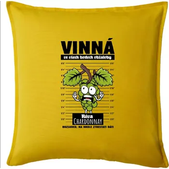 Polštář Vinná réva odsouzena Chardonnay - Polštář 50x50 - 50x50 - Pouze potah ( Žlutá )