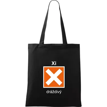 Nákupní taška Xi Dráždivý - Výstražná tabulka na tričku - Taška bavlněná - 42 x 38 cm ( Černá )