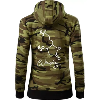 Dámská mikina Barová chemie - whiskey - Dámská mikina trendy zipper s kapucí - S ( Zelený maskáč )