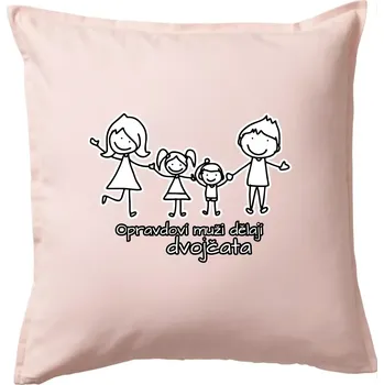 Polštář Opravdoví muži dělají dvojčata - holka kluk - Polštář 50x50 - 50x50 - Pouze potah ( Světle růžová )