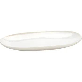 Clay Oválný servírovací keramický talíř Lumi 38 × 23 cm, světle krémová glazura