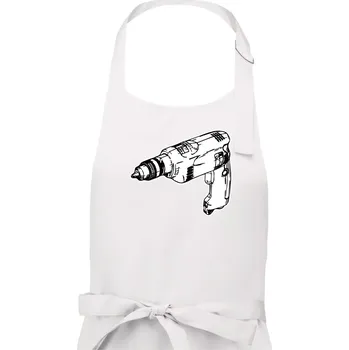 Kuchyňská zástěra Vrtačka kreslená - Dámská zástěra na vaření - Univerzální velikost ( Bílá )