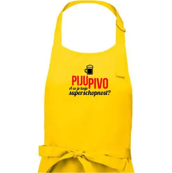 Kuchyňská zástěra Já piju pivo - tvoje superschopnost? rovný nápis - Dámská zástěra na vaření - Univerzální velikost ( Žlutá )
