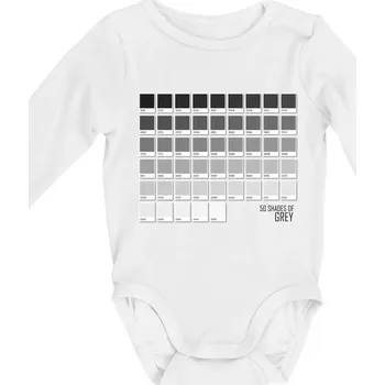 50 barevných odstínů šedi - Body kojenecké s dlouhým rukávem - Dlouhý r. do 3 měs ( Bílá )