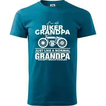 Pánské tričko Biker Grandpa - Klasické pánské triko vyšší gramáže - M ( Petrolejová )