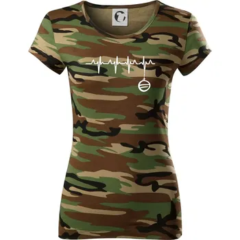 Dámské tričko EKG Vánoční ozdoba - Dámské maskáčové triko - XL ( Hnědý maskáč )