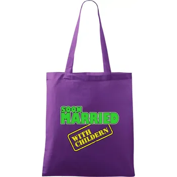 Soon married with childern - Taška bavlněná - 42 x 38 cm ( Fialová )