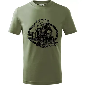 Lokomotiva lano - Tričko dětské bavlněné - 104-110cm / 3-4 roky ( Khaki )