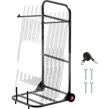 Jídelní židle Skládací stojan na židle VEVOR, nosnost 45 kg, odolný vozík na židle pro zavěšení 10 židlí, multifunkční kovový úložný vozík na židle s gumovými kolečky, držák na židle s možností tlačení, matně černá