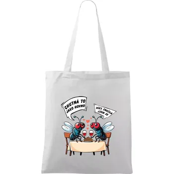 Mouchy večeře - Taška bavlněná - 42 x 38 cm ( Bílá )
