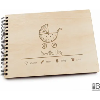 Fotoalbum Dřevěné kroužkové fotoalbum - Holčička LT 20 listů Bílý papír