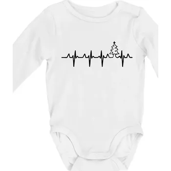 Kojenecký body EKG Vánoční stromek - Body kojenecké s dlouhým rukávem - Dlouhý r. do 3 měs ( Bílá )