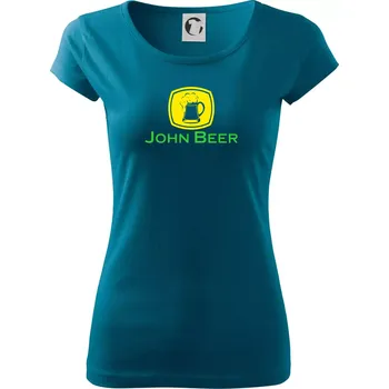Dámské tričko John Beer - Pivo - Dámské triko Pure - 3XL ( Petrolejová )