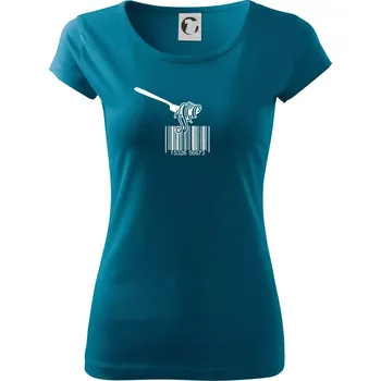 Dámské tričko Čárový kód pasta - Dámské triko Pure - L ( Petrolejová )
