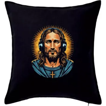 Polštář Jesus DJ - Polštář 50x50 - 50x50 - Pouze potah ( Černá )