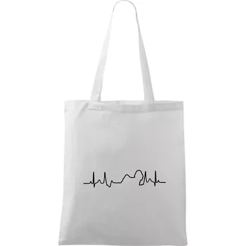 Shih-tzu ekg obrys - Taška bavlněná - 42 x 38 cm ( Bílá )