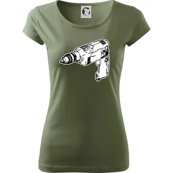 Dámské oblečení Vrtačka kreslená - Dámské triko Pure - 2XL ( Khaki )