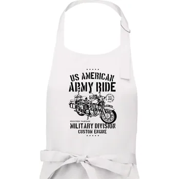 Kuchyňská zástěra Army Ride Motorcycle - Pánská zástěra na vaření - Univerzální velikost ( Bílá )